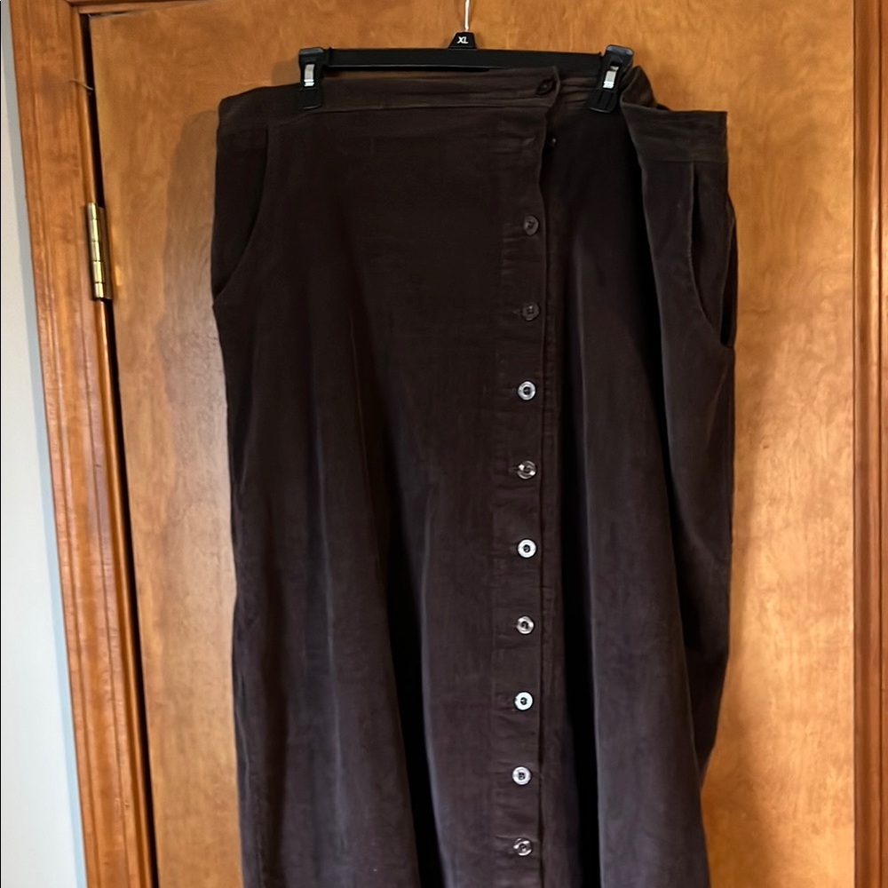 Woman Within Brown Maxi Wrap Skirt for Work